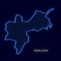 Switzerland Basel-Stadt Canton Abstract Futuristic Neon Map	