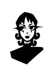 Stylized portrait of a woman with dramatic eye makeup