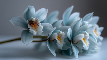 Ethereal blue orchids in soft light create a serene and peaceful ambiance
