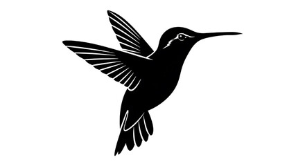 Fototapeta premium A simple black silhouette of a hummingbird in mid-flight.