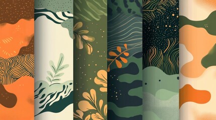 Collection of abstract background designs, summer sale, social media promotional content