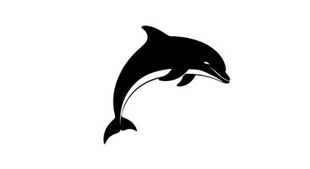 Fototapeta premium A black silhouette of a dolphin leaping out of the water.