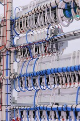 View from the back of the electrical panel. Connection of electronic modules using copper...