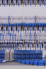 View from the back of the electrical panel. Connection of electronic modules using copper...