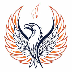 Obraz premium “Phoenix Bird Vector with Fiery Wings and Rebirth Symbolism in Bold Stylized Design”
