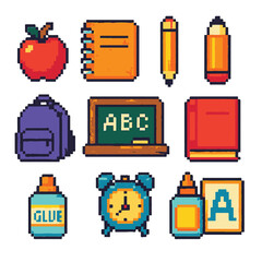 school pixel art, eps 10 illustration-01