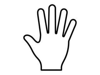 Outline of Open Hand Showing Five Fingers black white