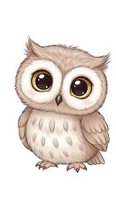 Fototapeta premium Cute cartoon owl with large eyes.