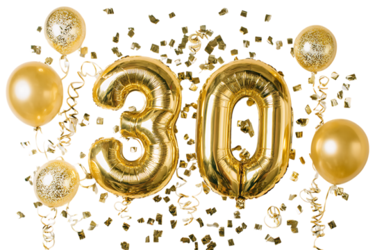 Golden 30th Birthday Balloons