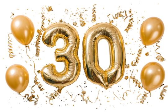 Golden 30th Birthday Balloons