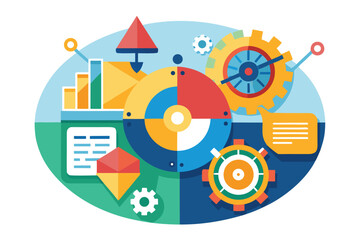 Obraz premium Understanding risk management through colorful vector representation highlighting key concepts and tools