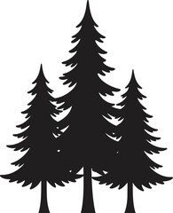 Obraz premium Three Evergreen Trees Silhouette Illustration on White Background for Design Elements and Decoration