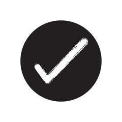 Black brush checkmark on white background.