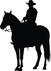 Silhouette of a Cowboy Riding a Horse Western Culture and Lifestyle Depicted