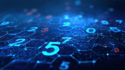 Abstract digital numbers on a hexagonal grid.