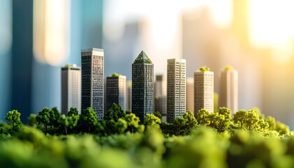 Obraz premium Miniature city nestled in greenery