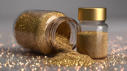 Golden Glitter Explosion from a Jar