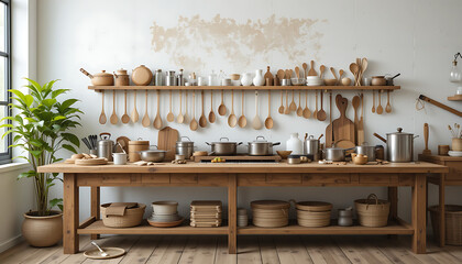 old wooden kitchen, 32K Resolution