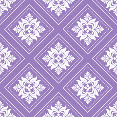 Regal Purple White Damask Pattern for Luxury Interiors
