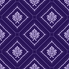 Enigmatic Charm Purple Damask Seamless Pattern