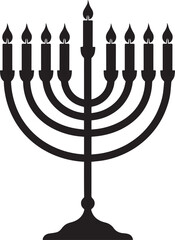 Black Silhouette of Menorah Icon | Traditional Jewish Symbol Illustration