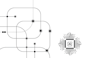 Abstract futuristic circuit board Illustration, Circuit board with "GENERATIVE AI ". Circuit board pattern for technology background. Vector illustration on white background.