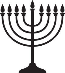 Black Silhouette of Menorah Icon | Traditional Jewish Symbol Illustration