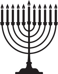 Black Silhouette of Menorah Icon | Traditional Jewish Symbol Illustration