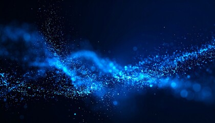 Glowing white particles suspended against a deep blue background