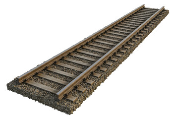 A straight railway track extending into the distance, surrounded by gravel and greenery