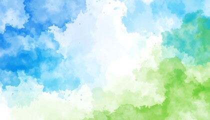 Abstract watercolor blend of light blues, greens, and whites
