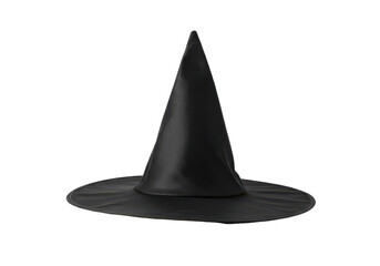 Fototapeta premium Black witch hat on a white background, ideal for Halloween-themed events and decorations