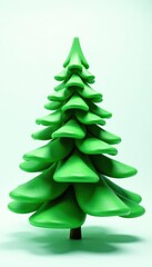 Fototapeta premium Futuristic green Christmas tree, abstract design, isolated on white , creative, simple, illustration
