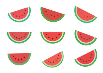 Watermelon slice Vector Illustration Set