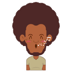 african american man whistling face cartoon cute