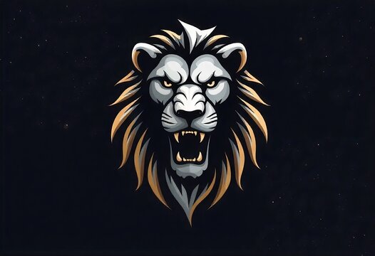 simple tatto lion head vector logo