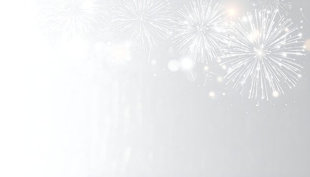 Abstract fireworks display on a light gray background
