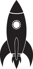 Rocket Silhouette in Black | Space Launch Icon Illustration
