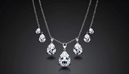 Diamond Necklace on Black Background.