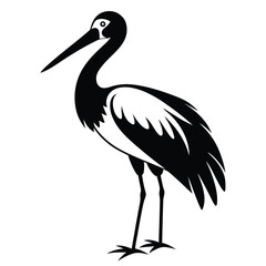 Elegant Black and White Stork Illustration Standing Tall in Striking Contrast a Nature Inspired Design