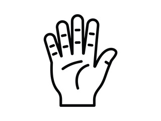 Obraz premium Hand with Fingers Raised Showing Four Outline black