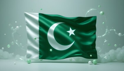 waving flag of pakistan with white background