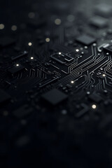Close-up view of intricate circuit board pathways and components.