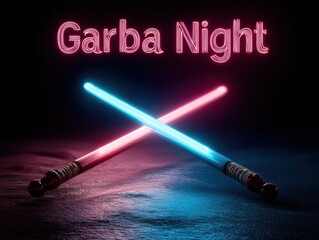 Neon light sabers crossed for Garba Night celebration  