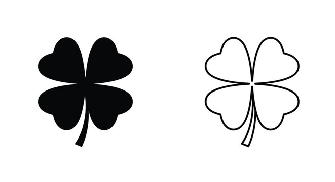 Four-Leaf Clover Symbol in Black and White