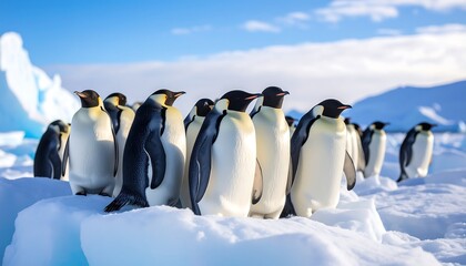 Obraz premium Emperor penguins on ice in Antarctica.