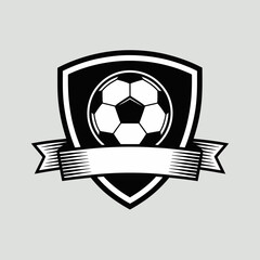 Obraz premium Soccer Emblem Icon Football Badge with Banner Silhouette Vector Design
