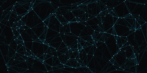 Abstract networked connections illustration featuring blue nodes and connecting lines on a black background representing digital connectivity