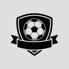 Obraz premium Soccer Emblem Icon Football Badge with Banner Silhouette Vector Design