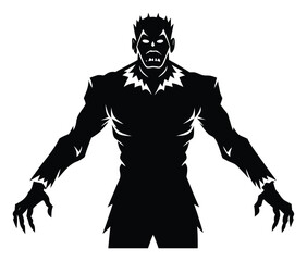 Fototapeta premium Terrifying Zombie Silhouette Illustration for Halloween and Horror Designs Creepy Monster for Spooky Season